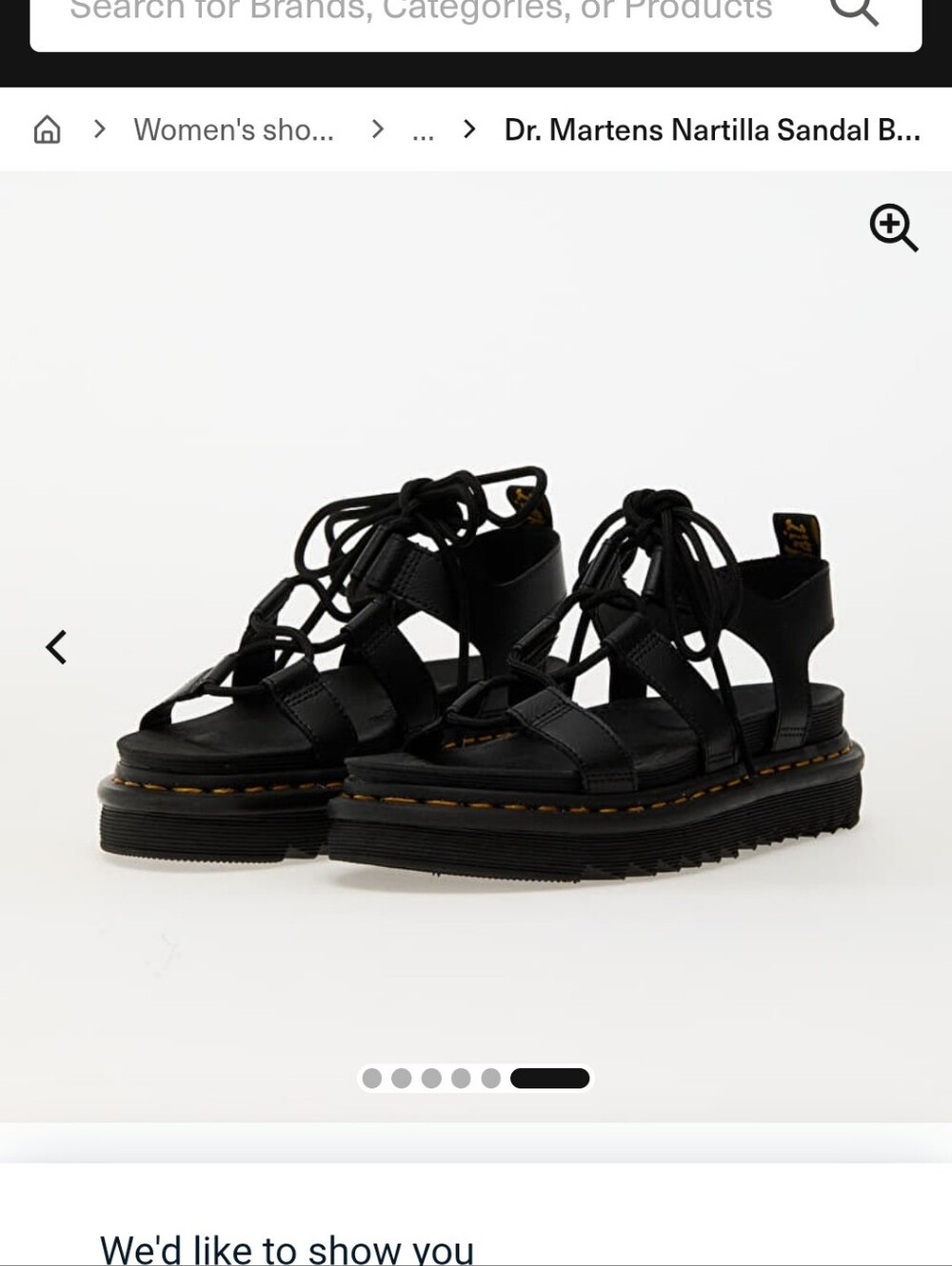 Dr. Martens Black Leather Platform Lace-Up Sandals with Yellow Stitching